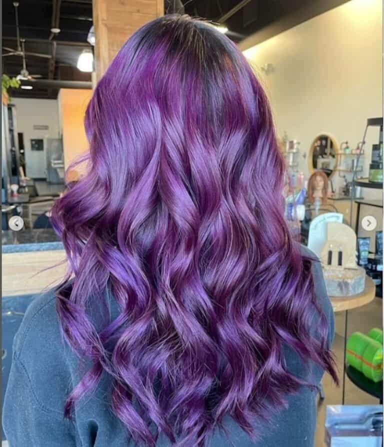Bright Purple Vivid Hair Color With Curls - Salon Inspire in KC MO