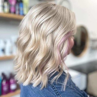 Trendy Haircut With All Over Blonde in Kansas City, MO - Salon Inspire
